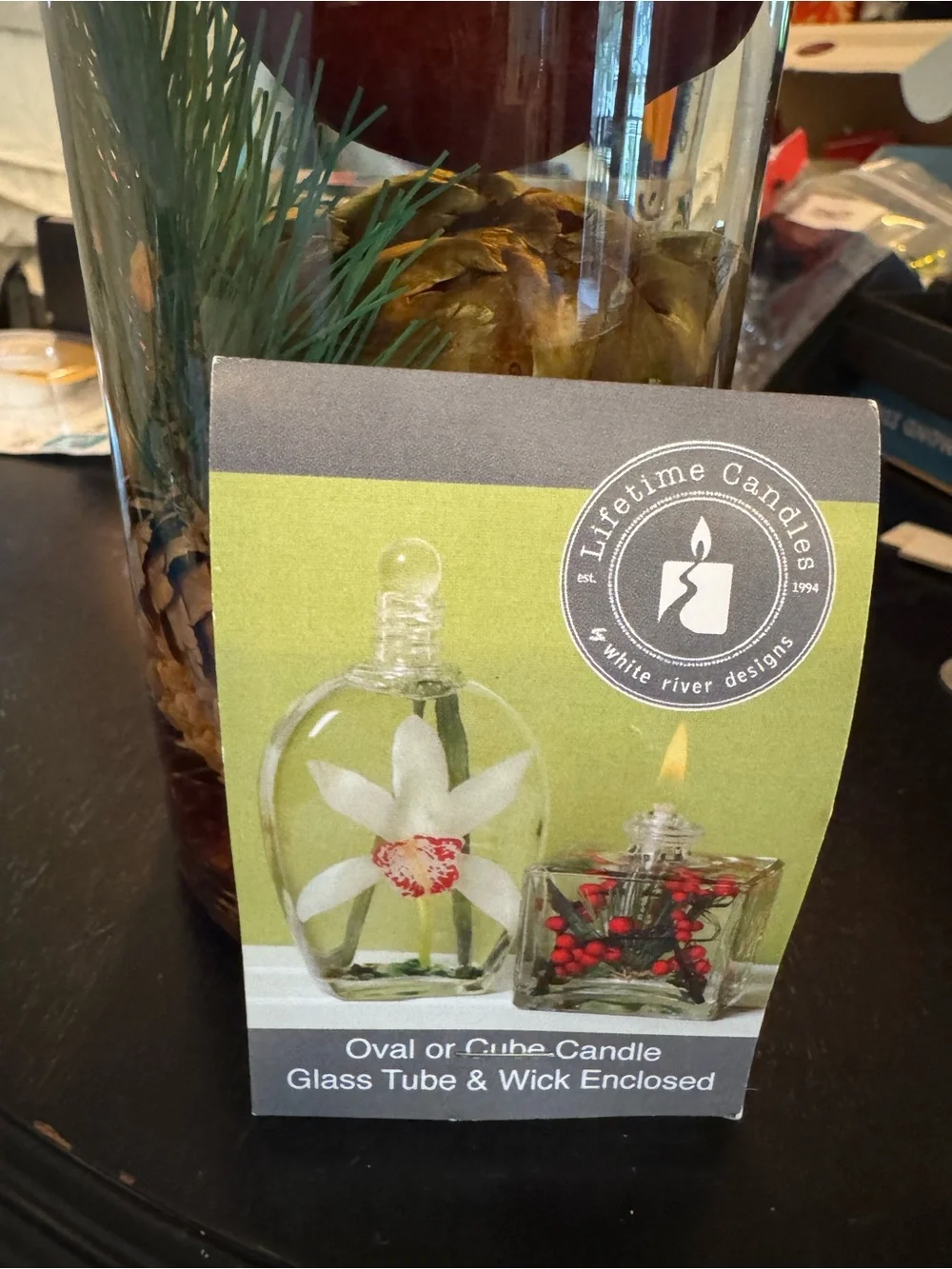 Forever candle 🕯️ Decorative Pinecone & Berry Aquarium Accent - Red